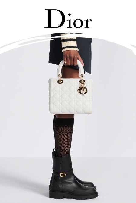 شنطة - Lady Dior ( ٢٣ سم ) / شامل علبة  - ديور - ابيض <br> <span class='text-color-warm'>نفدت الكمية</span>